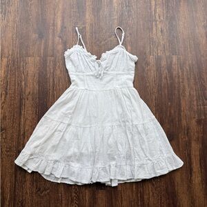 Hello Molly White Tiered Mini Dress Milkmaid Cottagecore Coquette Sun Dress S